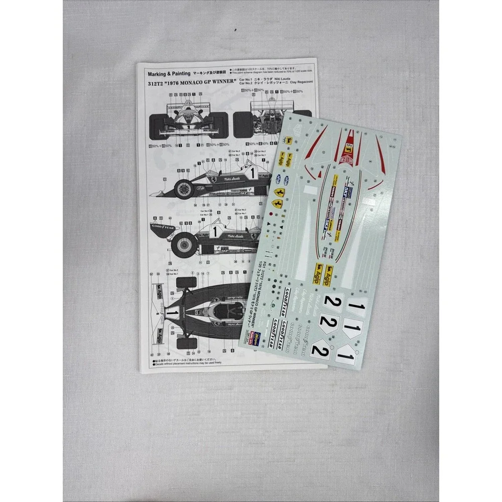 Hasegawa 1:20 1976 Ferrari 312T2 Monaco GP Winner Made in Japan w/ extra kits